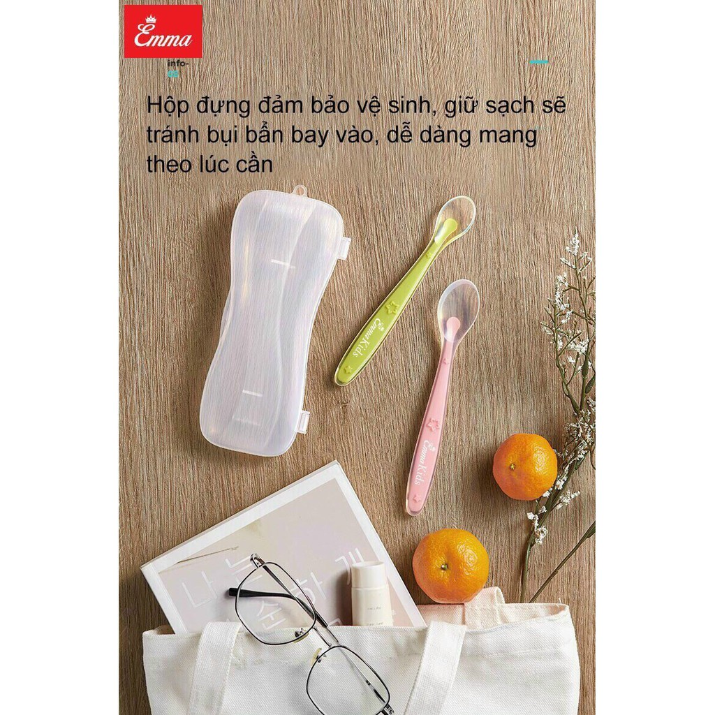 Thìa AAG, set 02 thìa ăn dặm Silicone chính hãng