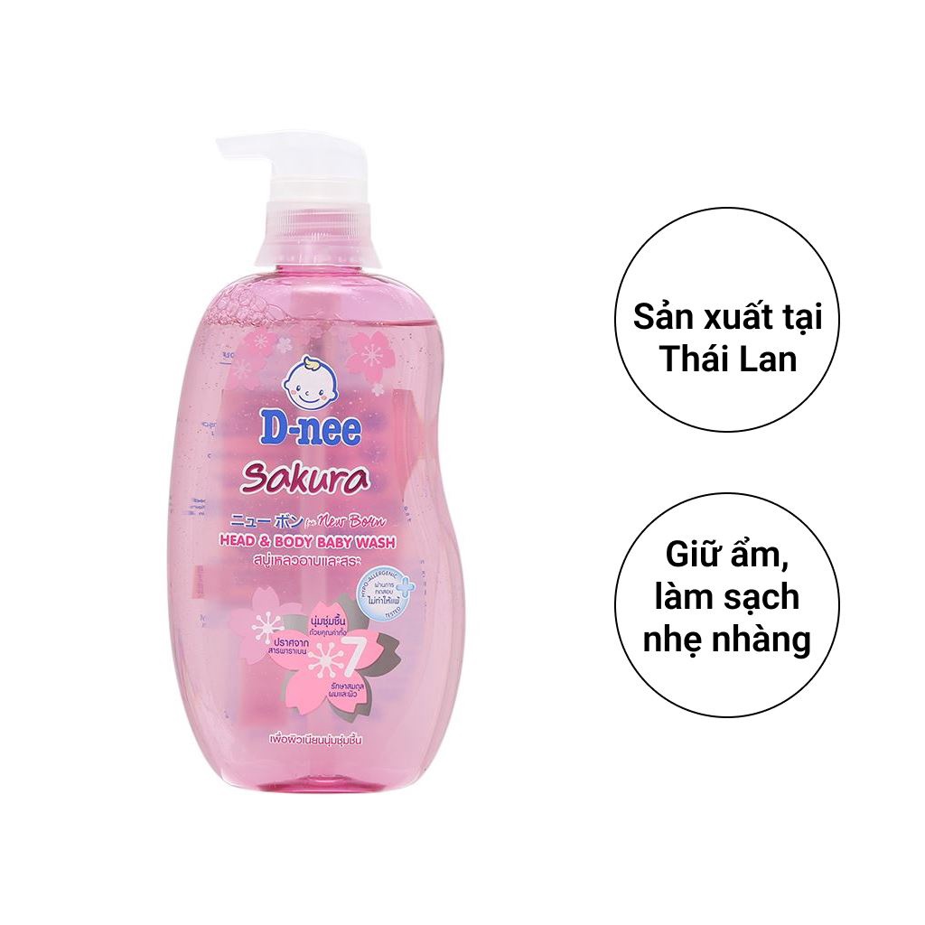 Sữa tắm gội toàn thân D-NEE head and body baby wash cho bé yêu 380ml