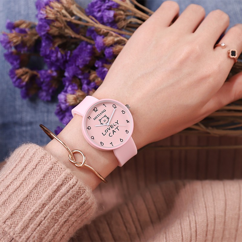 Đồng hồ cao su nam nữ MSTIANQ nhiều màu, mặt con Mèo , con Heo rất dễ thương. ( Mã: MST06) | BigBuy360 - bigbuy360.vn