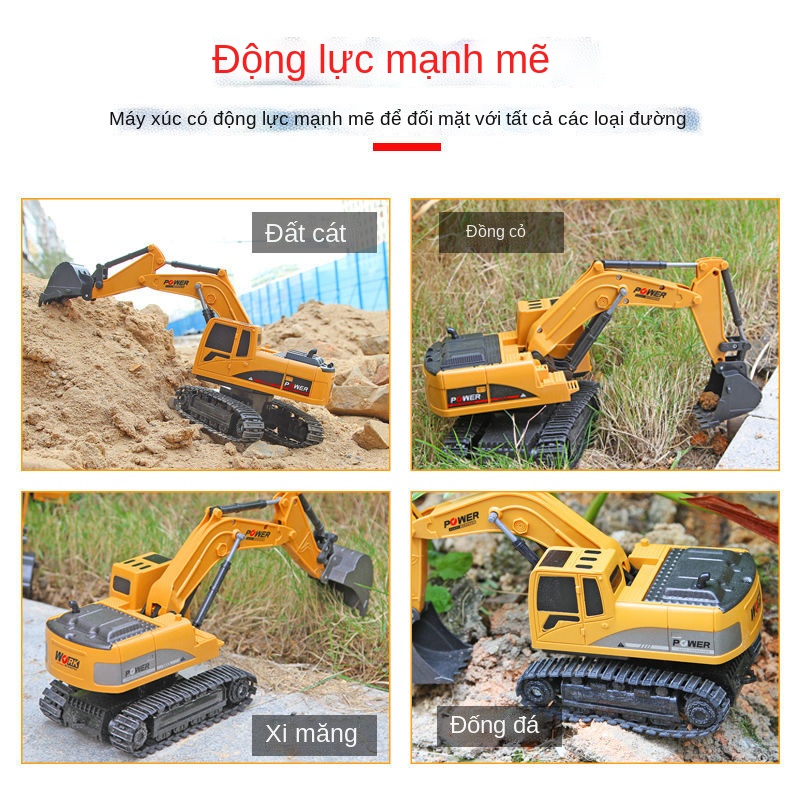 ☂✤✘Ô tô đồ chơi trẻ em, máy móc lớn cho bé trai, máy xúc có thể sạc lại, xe kỹ thuật, máy xúc điều khiển từ xa bằng hợp