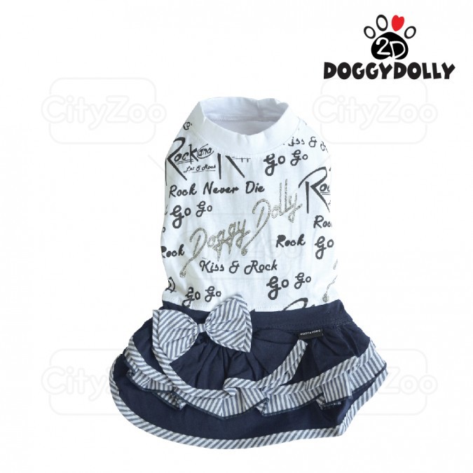 DOGGYDOLLY Dress - Đầm áo thun trắng chữ đen