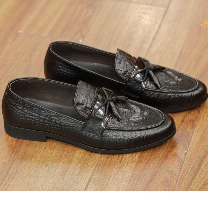 Giầy lười da nam cao cấp da bò thật bảo hành 12 tháng kiểu dáng Tasseled Loafer - Mã T181