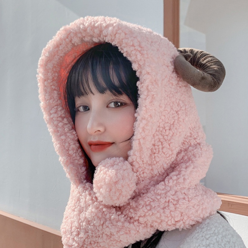 Mũ Trùm Đầu Kèm Khăn Choàng Lông Nhung Dễ Thương Xinh Xắn