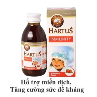 Sirô Hartus' Immunity chai 150ml hương dâu – Hỗ trợ tăng cường sức đề kháng cho trẻ