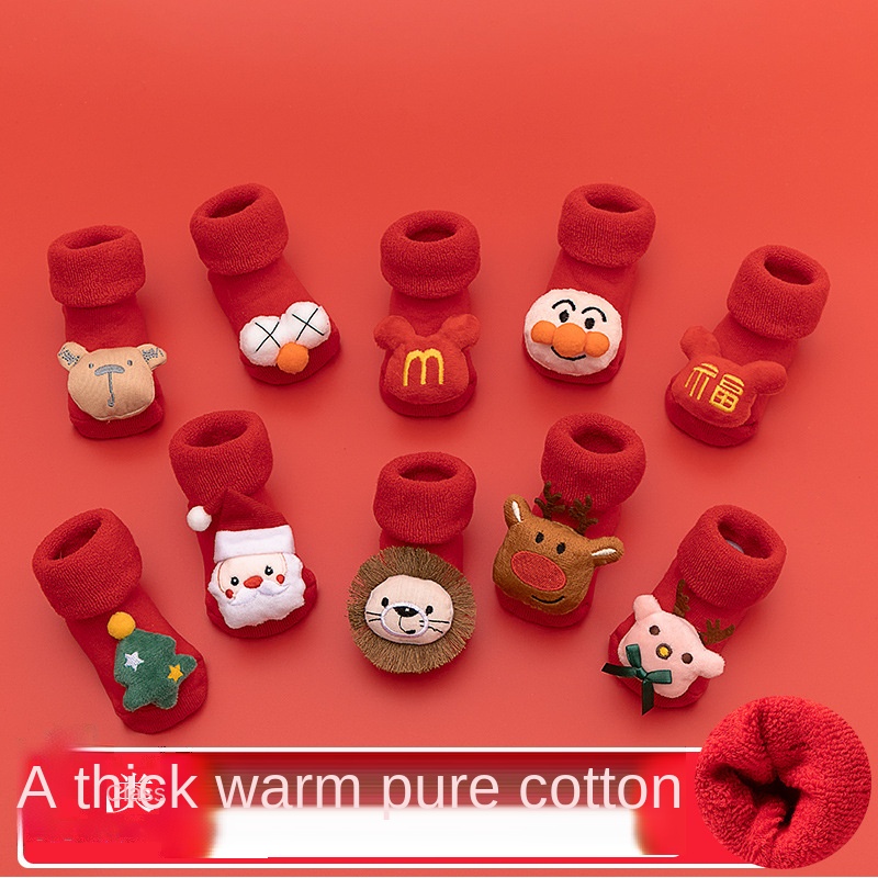 Vớ cotton chống trượt họa tiết giáng sinh dễ thương thời trang thu đông dành cho trẻ em