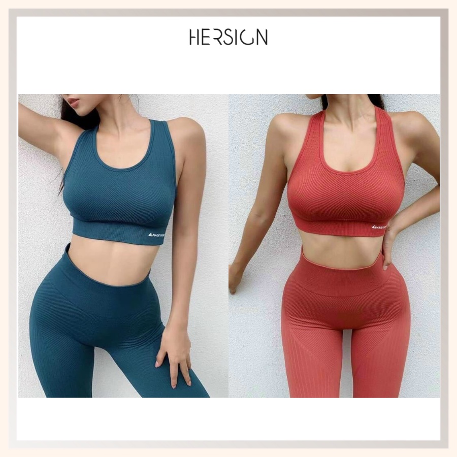 ĐỒ TẬP GYM NỮ BỘ ĐỒ TẬP YOGA QUẦN LEGGING NỮ ÁO BRA THỂ THAO CAO CẤP  HERSIGN-SET28