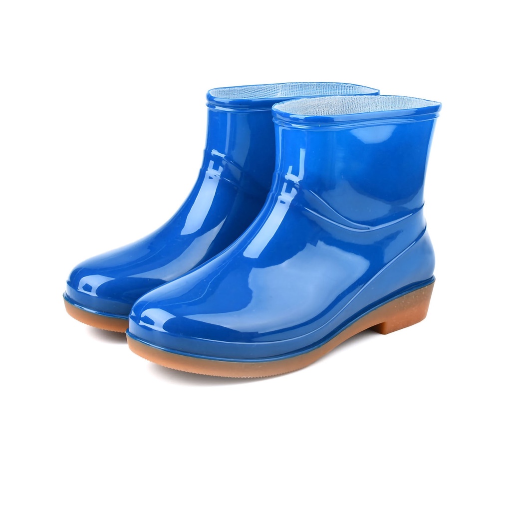 Có thể bán buôn Giày đi mưa cho phụ nữ Thời trang chống trơn trượt ngắn Đầu tròn Radian PVC ủng bằng nhựa Sodium075 Hàng giao ngay