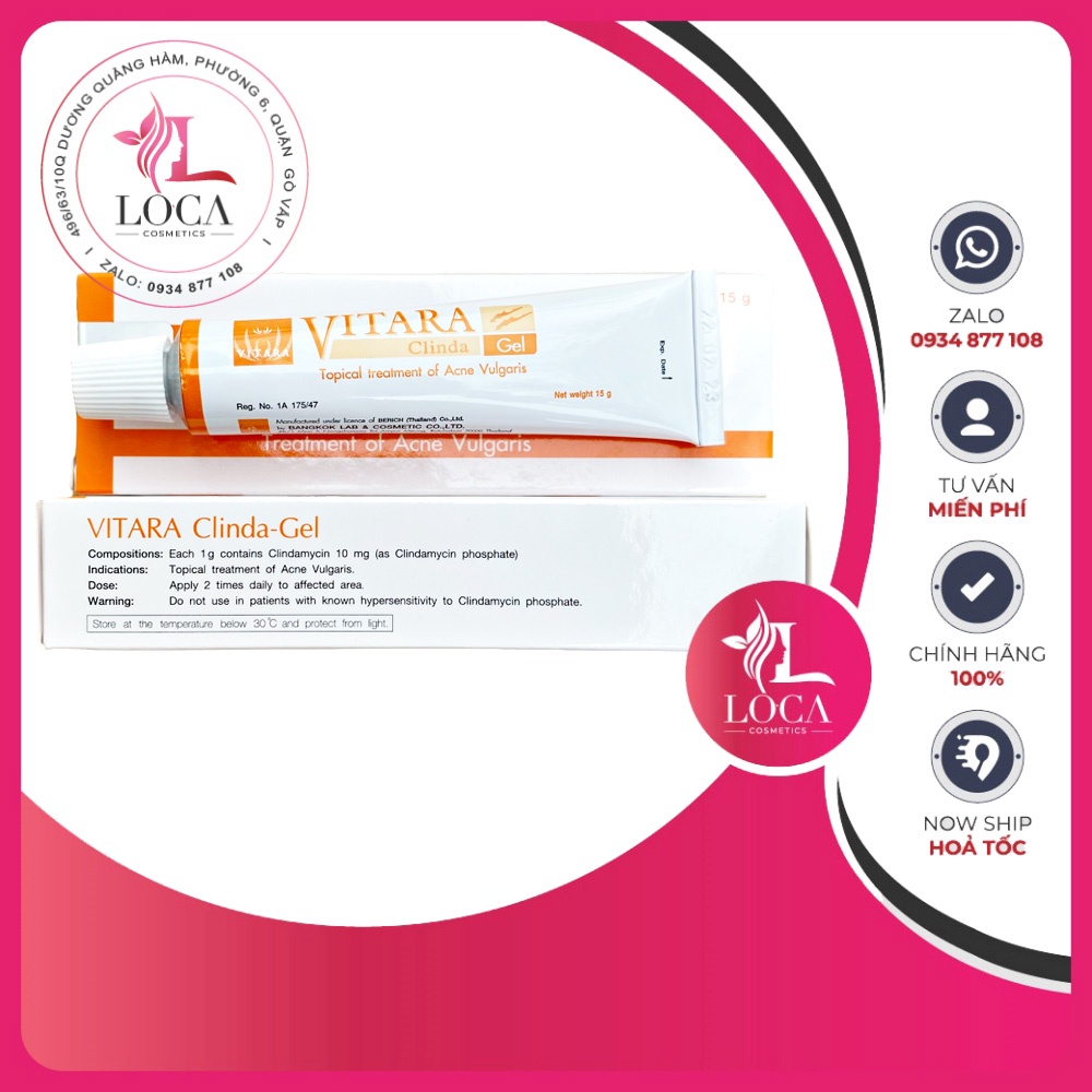 [SẴN AUTH] Vitara Clinda Gel [15g] - Gel hỗ trợ giảm mụn viêm sưng