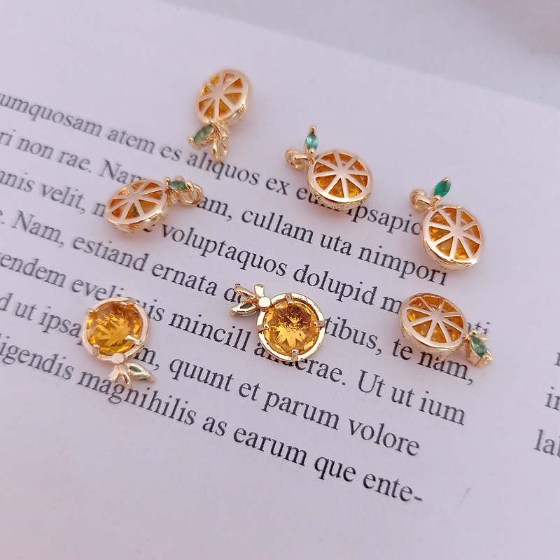 Mặt Vòng cổ Hình Quả Chanh Vàng Đồng 14K Nhiều Màu Sắc