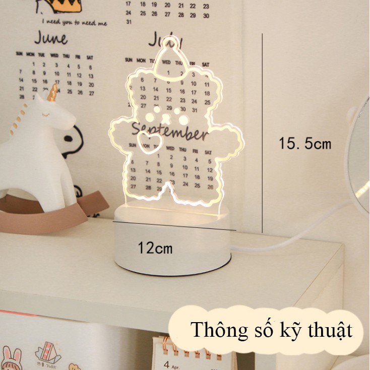 Đèn ngủ 3d trang trí decor phòng ngủ, thích hợp làm quà tặng sinh nhật tình yêu