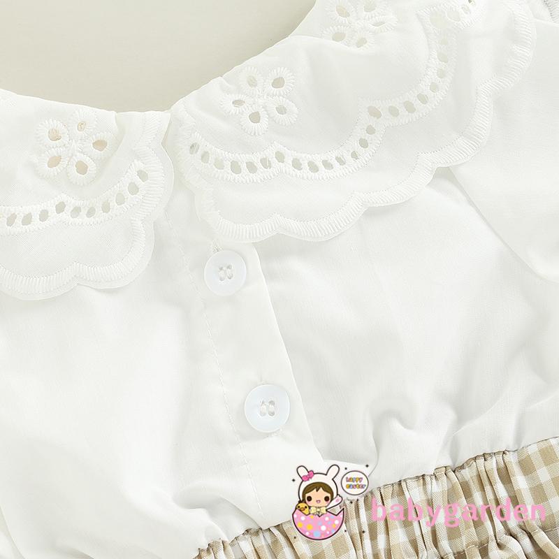 Bộ Áo Liền Quần Tay Dài Cổ Búp Bê Phối Ren Kẻ Sọc + Băng Đô Cài Tóc Thời Trang Mùa Thu Cho Bé Gái 0-18 Tháng Tuổi