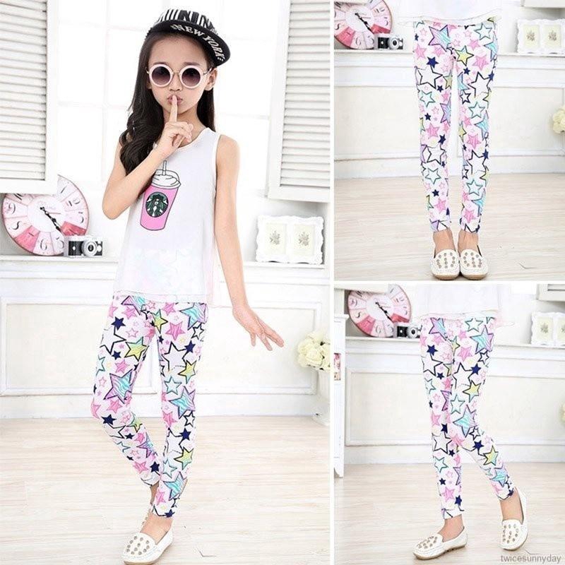 Quần legging phối nhiều họa tiết xinh xắn dành cho bé gái 2-14 tuổi