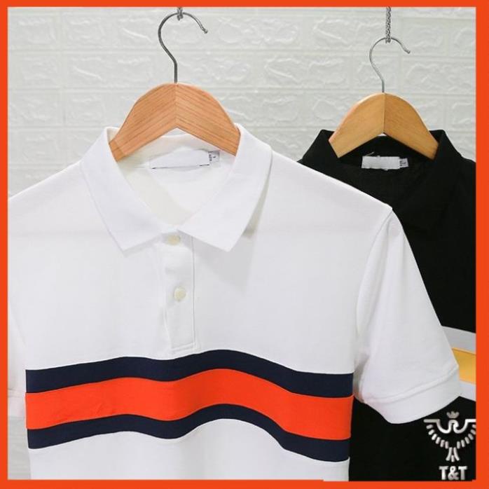 Áo Phông Nam có cổ bẻ áo polo nam trơn đẹp tay ngắn thun cotton kẻ ngang AT128 | BigBuy360 - bigbuy360.vn