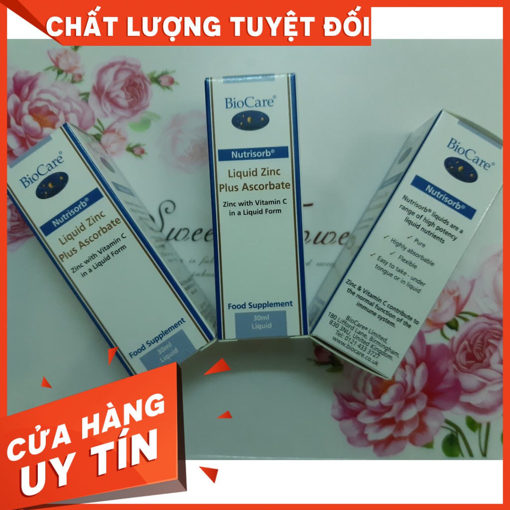 Kẽm Dạng Giọt BioCare Zinc With Vitamin C 30ml -Bổ sung kẽm và vitamin C