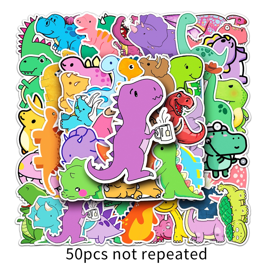 Combo 30 Sticker Chống Nước Decal Dán Điện Thoại Laptop Mũ Bảo Hiểm Vali Guitar Bình Nước Sổ Tay [KHỦNG LONG]