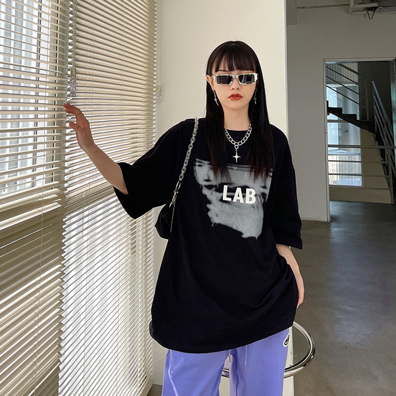 NRVP Áo Thun Nữ Ngắn Tay In Chữ Phong Cách Hàn Quốc