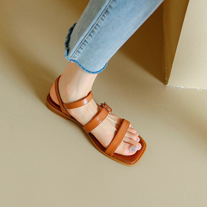 Dép sandal 2 quai mũi vuông đế bằng cưc xinh cho các nàng mã V11