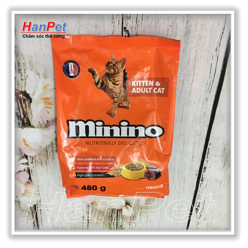 HN- Minino 480gr vị cá ngừ Thức ăn hạt phẩm chất Pháp Quốc cho mèo mọi lứa tuổi