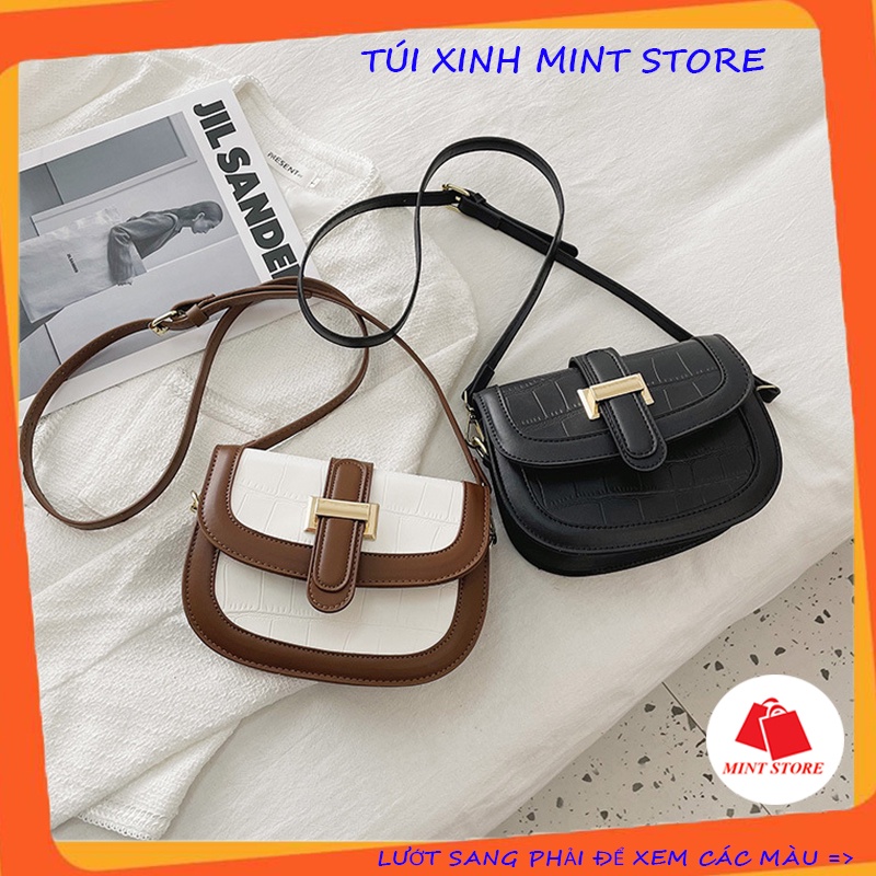 Túi đeo chéo nữ, túi xách nữ cúc tròn da đẹp mềm đi chơi phong cách hàn quốc PK 518