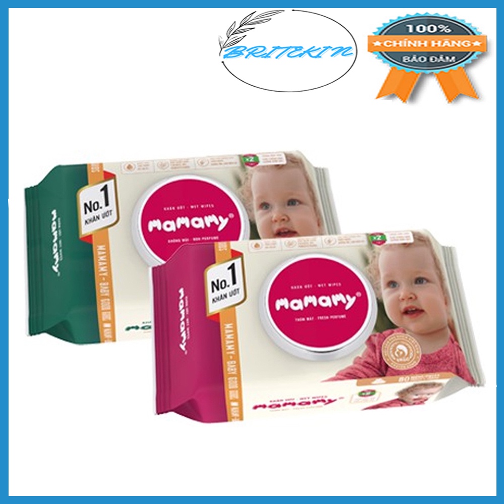 Khăn Ướt Không Mùi Mamamy (Gói 30 Miếng & Gói 80 Miếng)