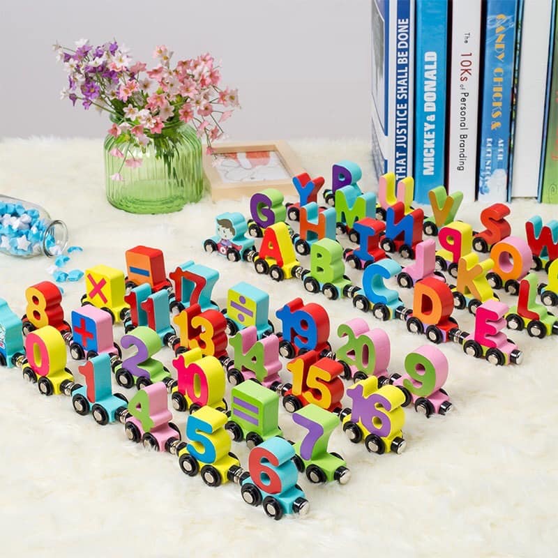 Đoàn Tàu Nam Châm Chữ và Số, Đồ Chơi Giáo Dục Giúp Bé Học Chữ Cái Và Số Đếm