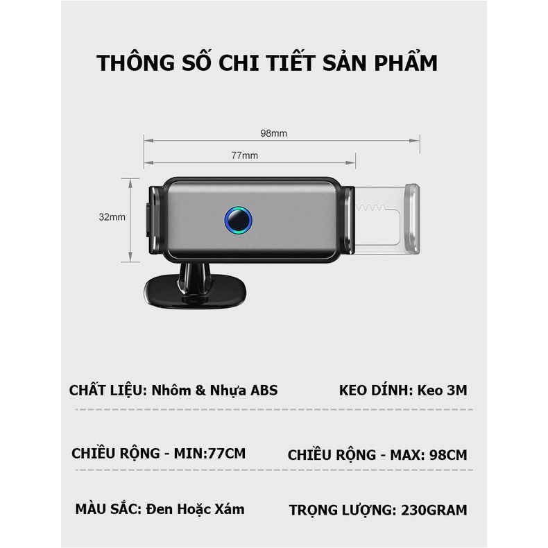 Giá đỡ điện thoại trên ô tô, giá kẹp điện thoại ô tô cảm ứng cao cấp thông minh xoay 360 độ mới nhất 2023