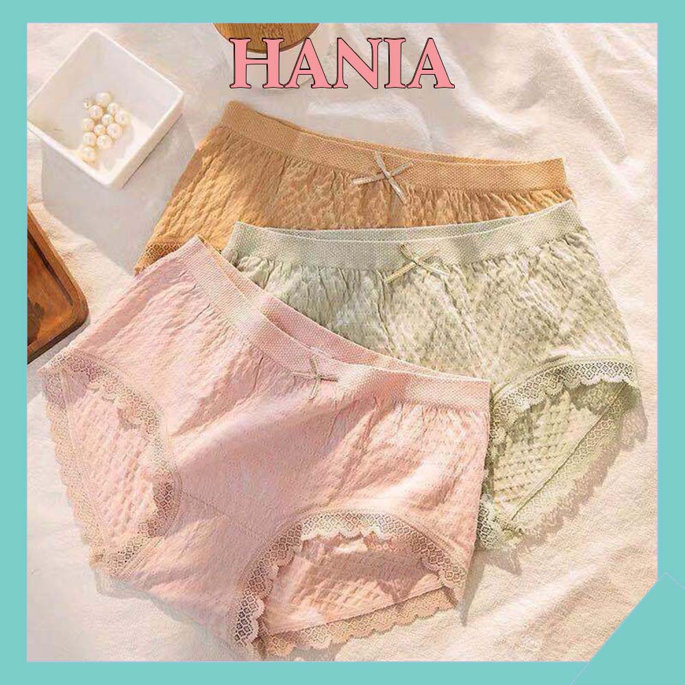 Quần lót nữ cotton vải mềm viền ren ôm bụng nâng mông Hania chíp thông hơi kháng khuẩn co giãn 4 chiều T0054