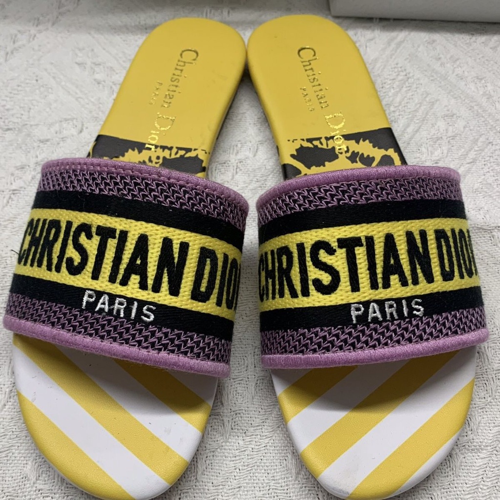 Dép Dior Họa Tiết Thêu Chất Lượng Cao Thời Trang Cho Nữ size 35-42