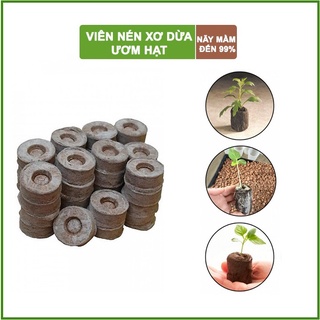 Bộ 100 Viên nén xơ dừa ươm hạt giống, ươm cây giống, trồng dâu tây, thuỷ canh