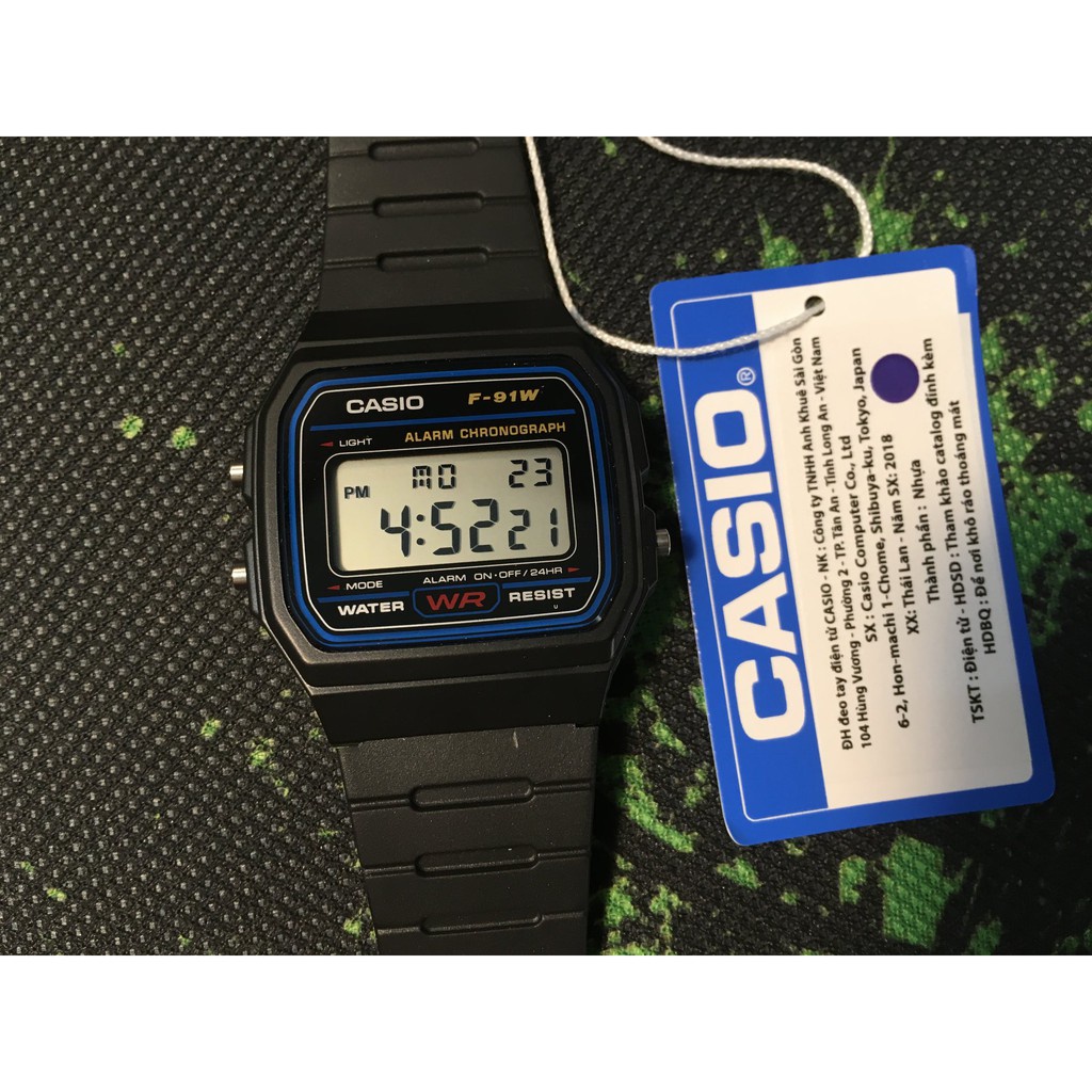 Đồng hồ nam Casio F-91 Dây Nhựa - Viền Xanh- Hàng Cao Cấp - Bảo hành 12 tháng | BigBuy360 - bigbuy360.vn