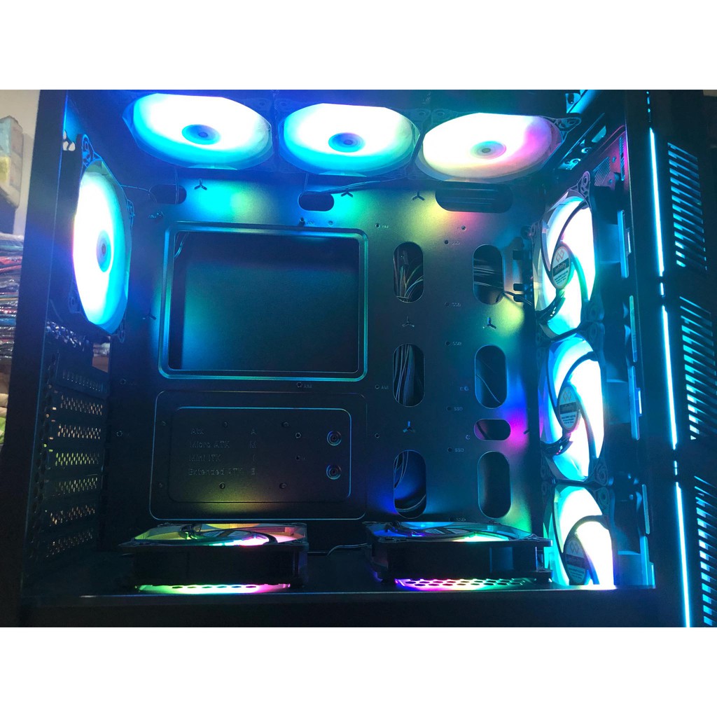 Vỏ máy tính case VSP Gaming/Workstion tặng kèm 9 Fan LED RGB