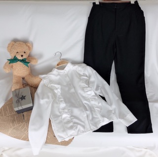 Set áo sơ mi bèo và quần tây { hình chụp thật}
