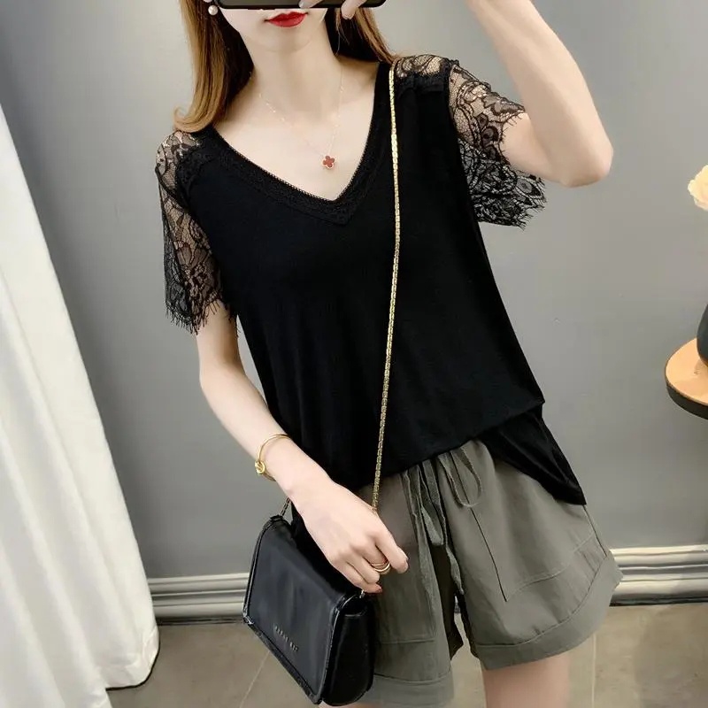 Áo Thun Tay Ngắn Cổ Chữ V Plus Size Cho Nữ C9407 [50-150KG]