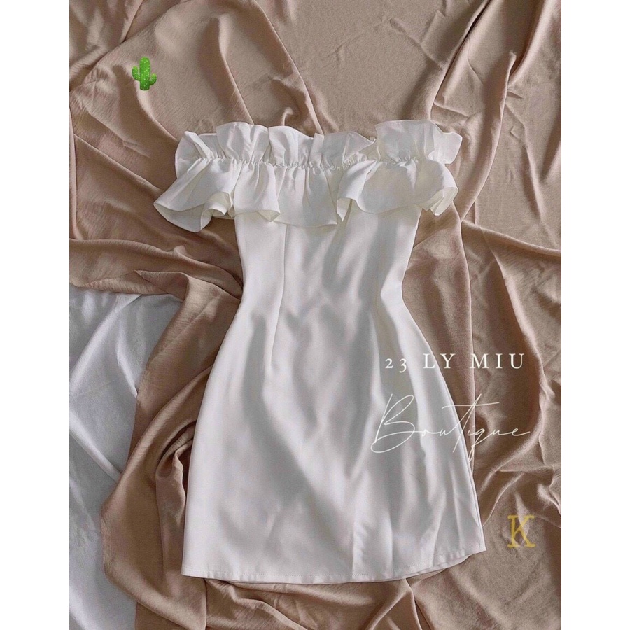 đầm kiểu trễ vai bèo xinh chất kate hàn đẹp p
