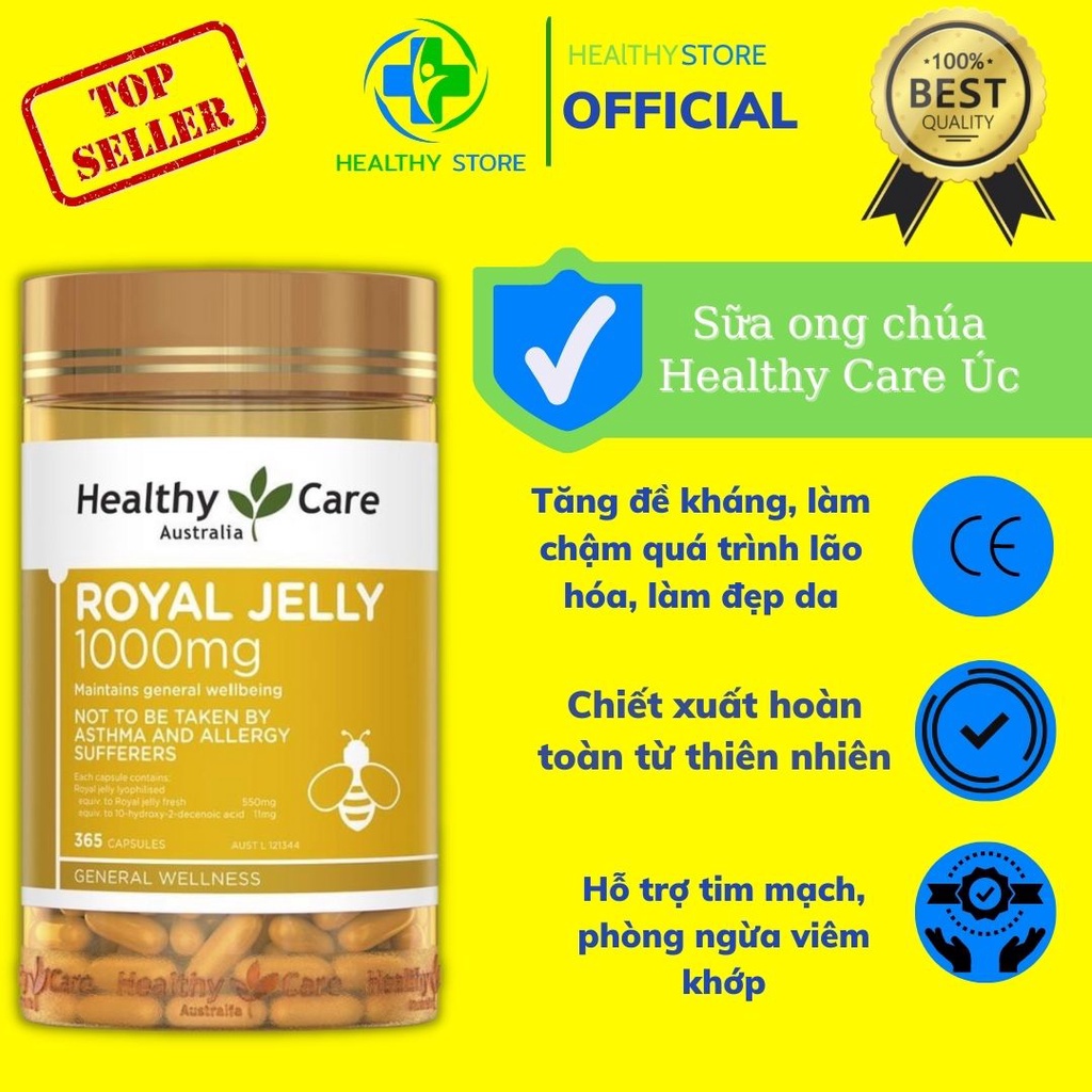 Sữa ong chúa Healthy Care Royal Jelly 1000mg - 365 viên