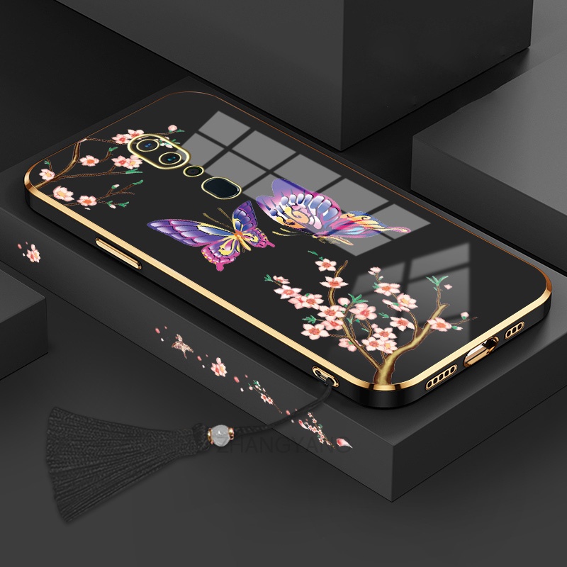 ốp lưng oppo f11 a9 a9x Ốp Điện Thoại Silicon Họa Tiết Bươm Bướm Kèm Dây Đeo Cho oppo f11 a9 a9x