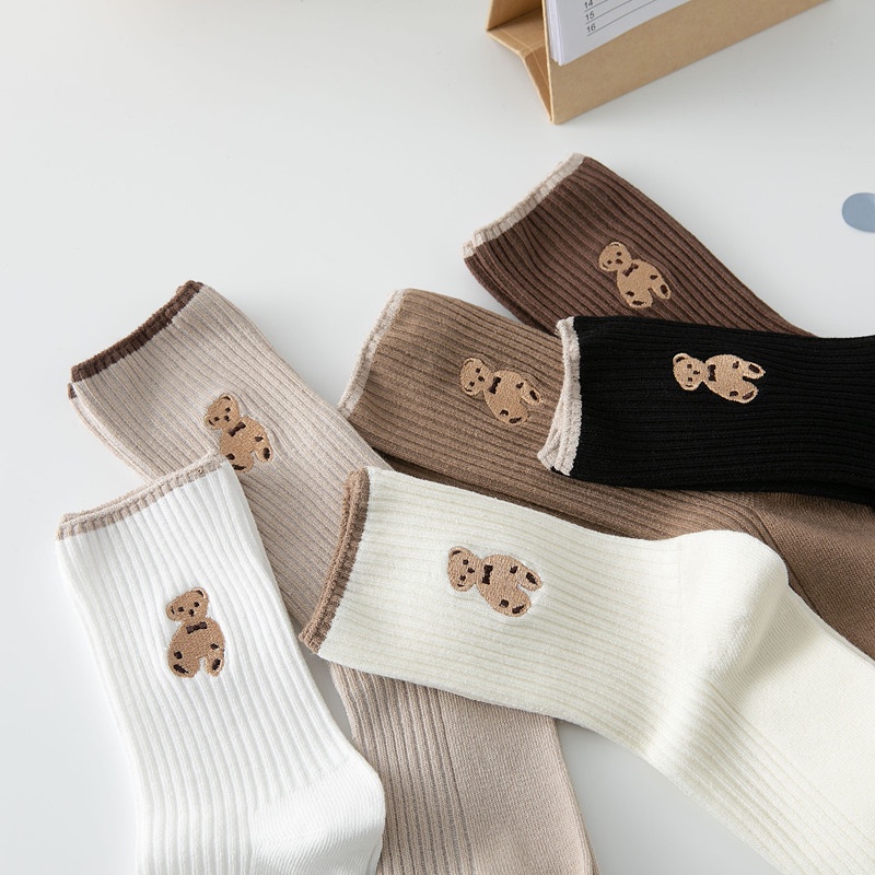 Tất vớ nữ cổ cao hoạt hình gấu dễ thương cotton cao cấp hàn quốc TN03