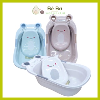 Chậu tắm ếch cho bé sơ sinh và trẻ nhỏ, Thau tắm Việt Nhật kèm tựa lưng có van thoát nước Bé Bơ Store kích thước lớn