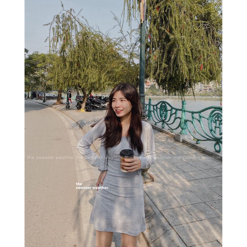 SET VÁY 2 DÂY TRƠN MIX ÁO KHOÁC NGOÀI CARDIGAN - SET 2 MÓN VÁY HAI DÂY BODY + ÁO KHOÁC ÁO CROPTOP CÀI CÚC ĐEN XÁM TÍM HO | BigBuy360 - bigbuy360.vn