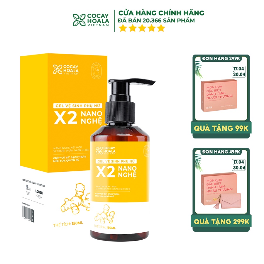 Dung dịch vệ sinh phụ nữ Giảm Ngứa Gel X2 Nano Nghệ Cỏ Cây Hoa Lá 150 ml