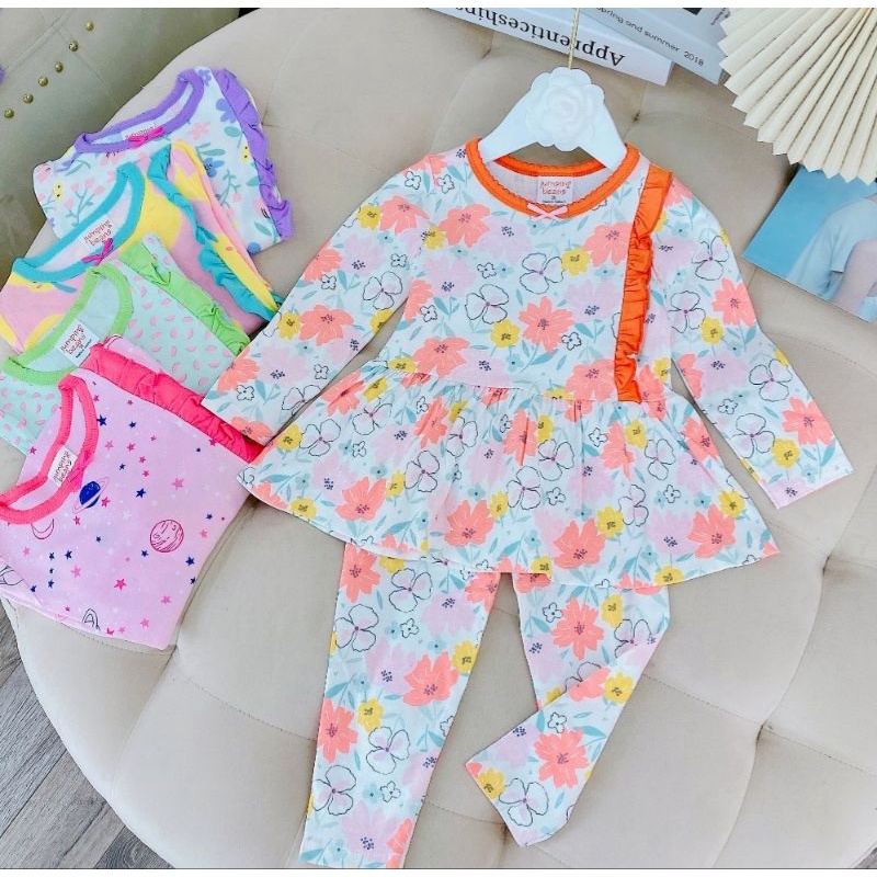 Bộ Dài Tay Bé Gái Bánh Bèo cotton xuất dư chất đẹp