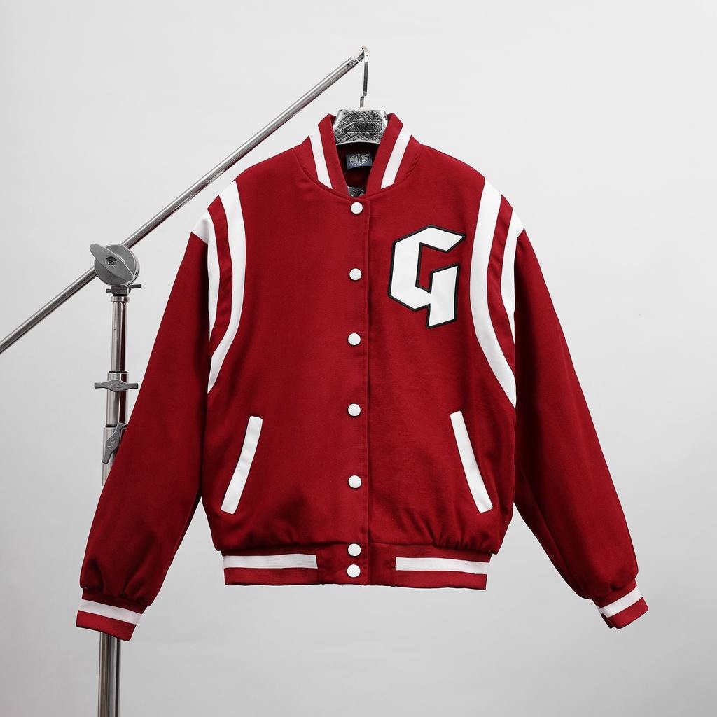 Bomber unisex Gonz nhung tăm đỏ trơn chính hãng