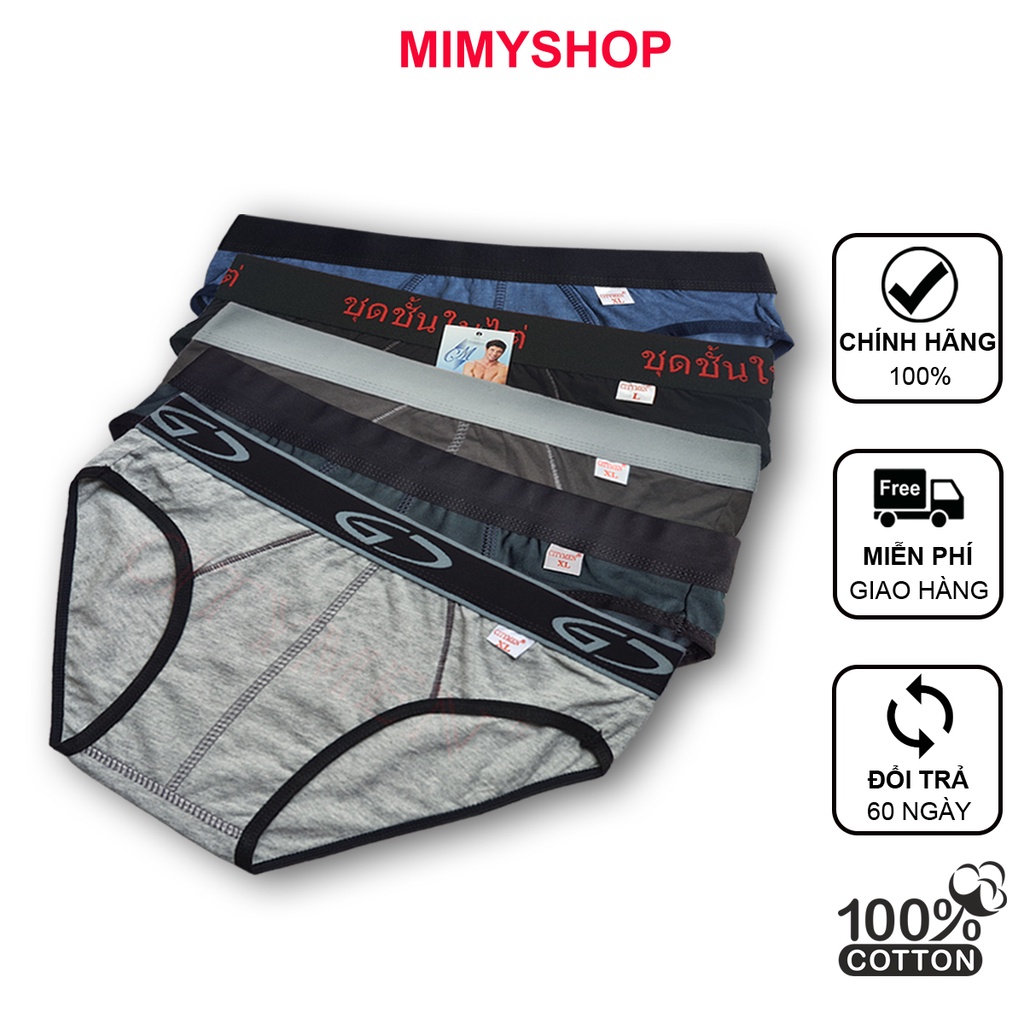 Combo 5 quần lót nam nhiều lưng cao cấp vải cotton 100% co dãn và thấm hút tốt quần xì đồ lót sịp tam giác