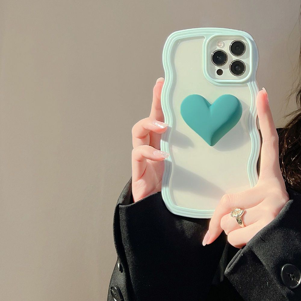 Ốp lưng i phone mây gợn sóng gắn tim 7plus 8plus x xsmax 11 11promax 12 12pro 12promax 13 13pro 13promax - Dino case