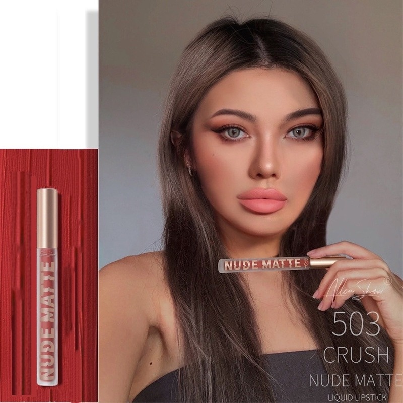 [Hàng mới về] Son kem lì Allen Shaw chống dính cốc không khô môi lâu trôi trang điểm gợi cảm