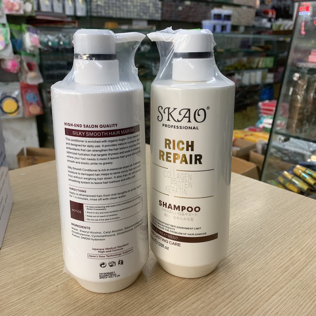 Cặp Dầu Gội Xả Siêu Phục Hồi Skao Collagen Nhật Bản Rich Repair