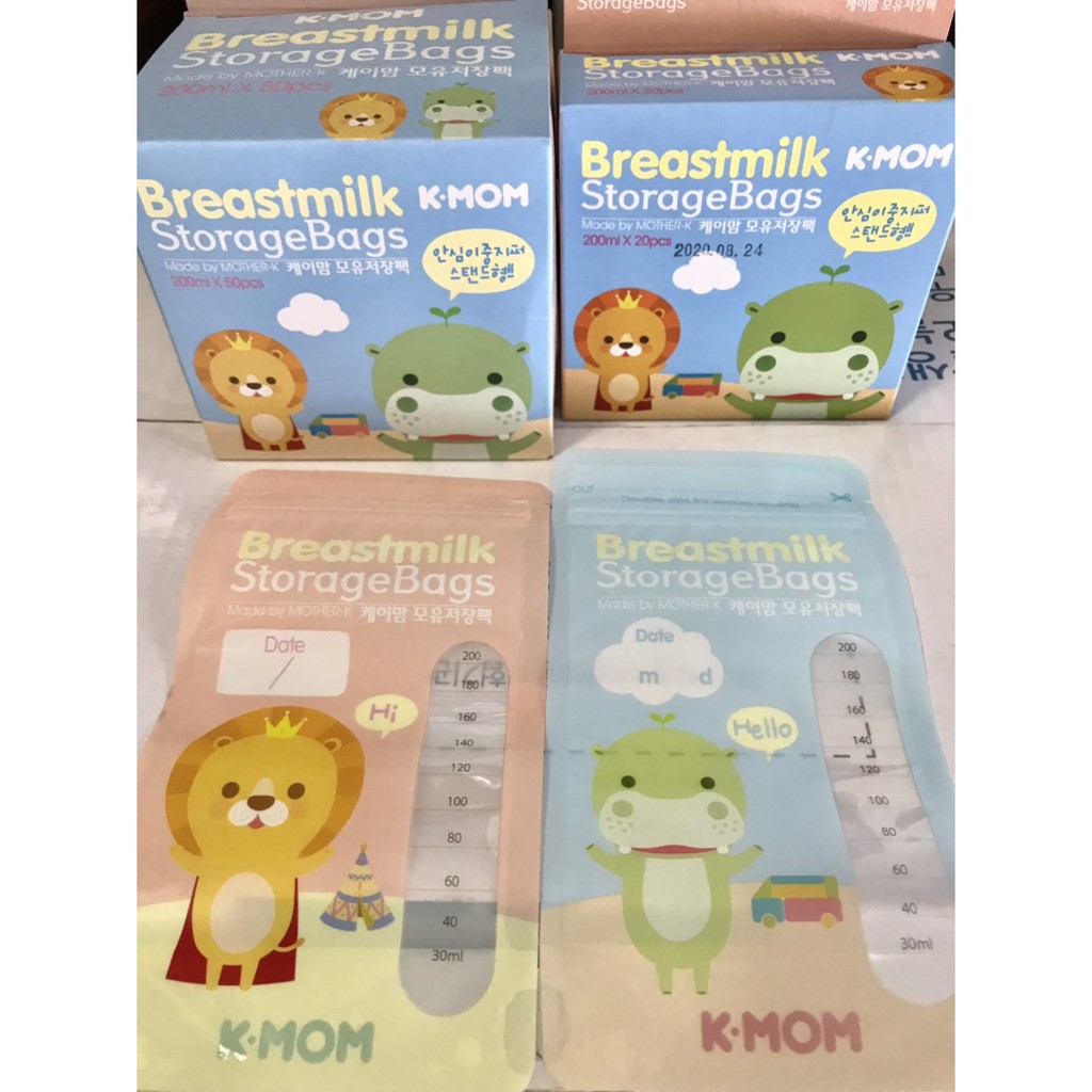 Túi trữ sữa 200ML K-mom Hàn Quốc 20/50T