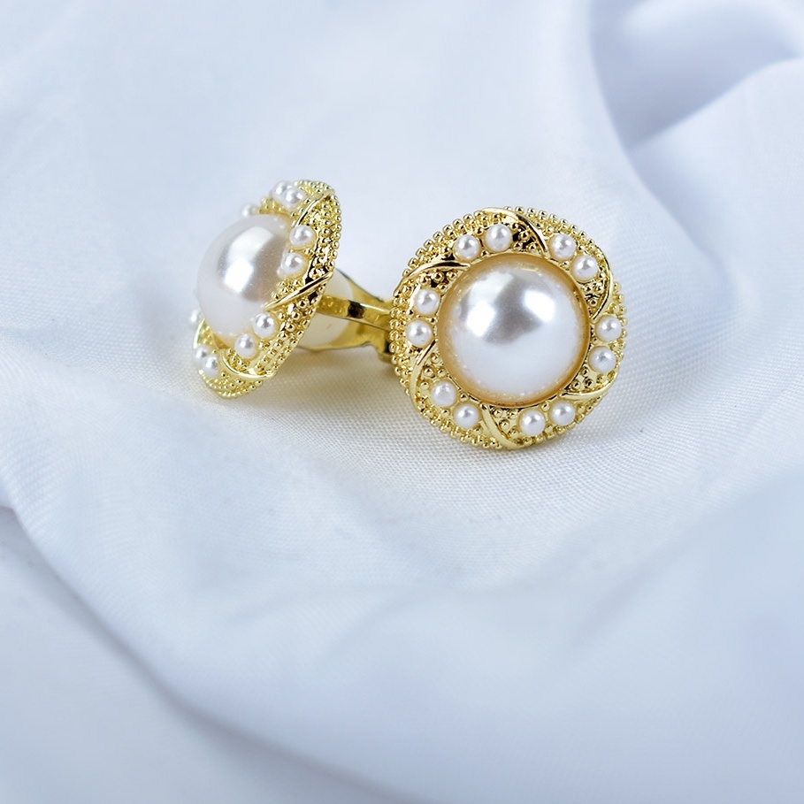 Khuyên Kẹp Vành Tai Đính Ngọc Trai Nhân Tạo Thời Trang