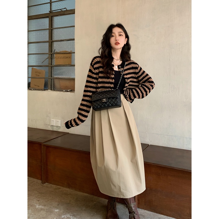 Áo Cardigan Dệt Kim Tay Dài Kẻ Sọc Thời Trang Hàn Quốc Cho Nữ | BigBuy360 - bigbuy360.vn