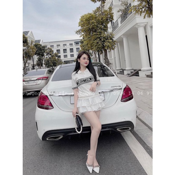 Áo len D chữ ngực cổ bẻ hàng QC